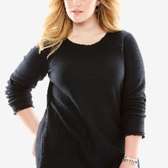 Black Sherpa  Plus Size Tunic - Picture 2 of 3